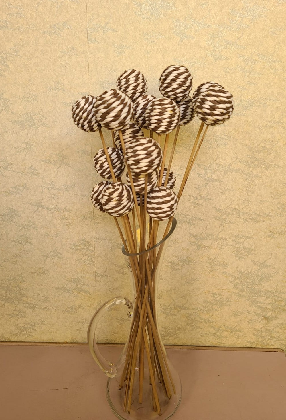 Natural black and white cane balls with stick