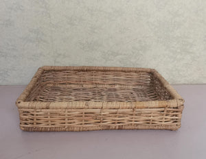 Cane rectangular flat basket