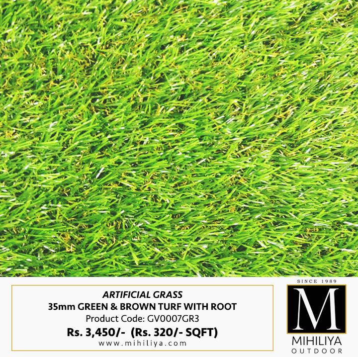 35mm Artificial Grass (C3), Green & Brown (SQM - SOLD IN PCs)