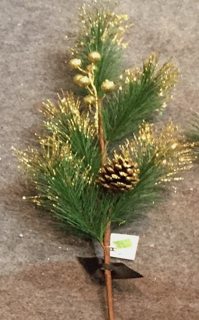 Pine Cones & Gold Berries Sprig (60cm)