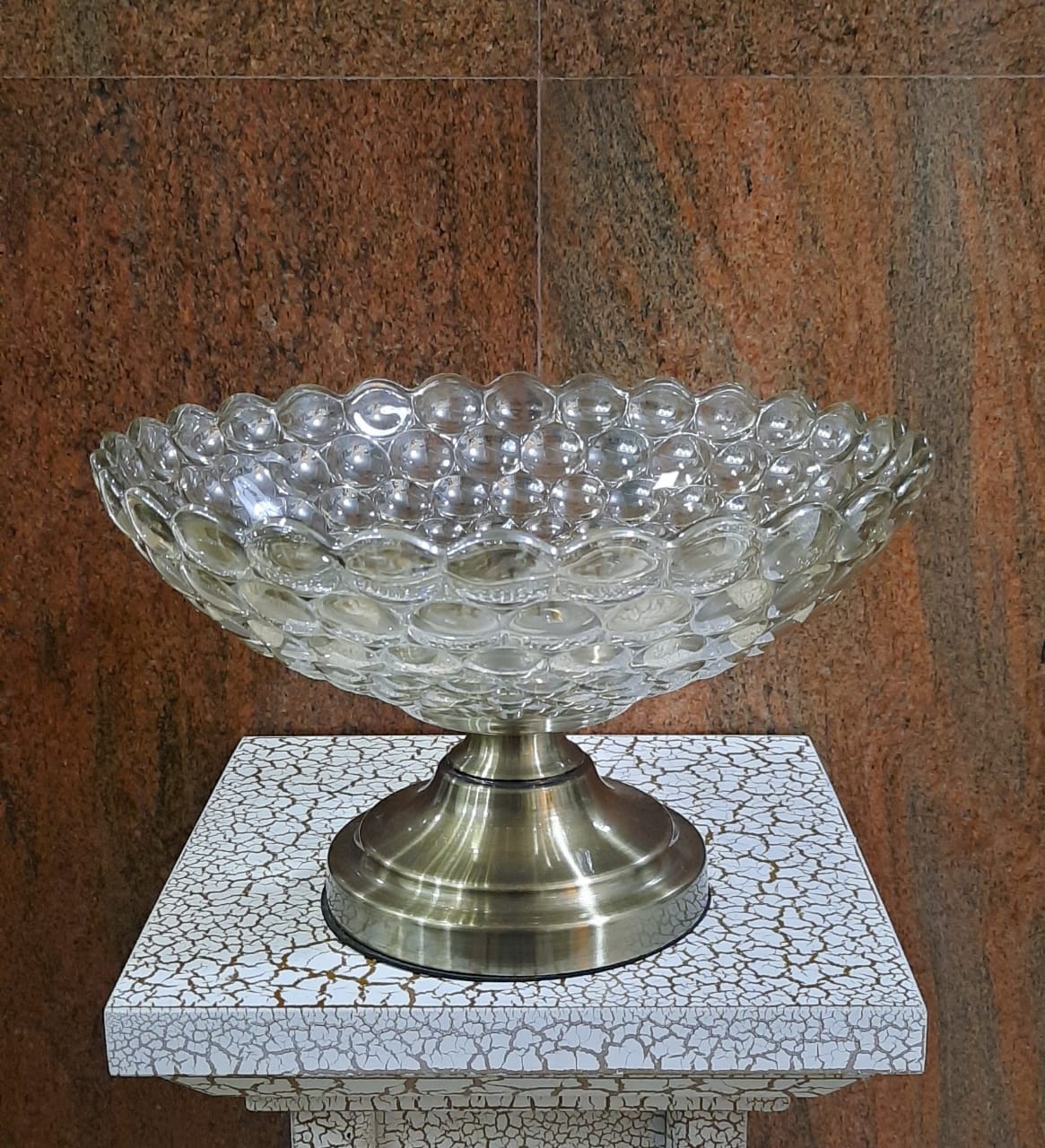 20cm Glass Oval Dish with Copper stand - Green Gardens Mihiliya (Pvt) Ltd