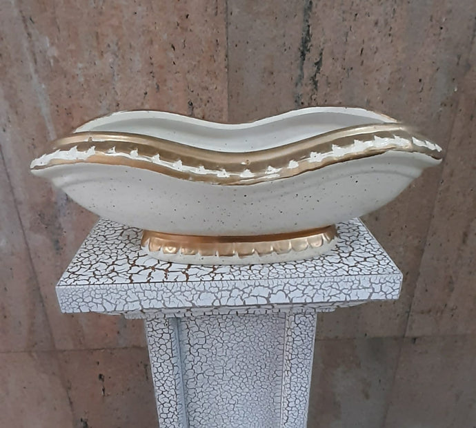 14cm Ceramic White/Gold Base (55cm length) - Green Gardens Mihiliya (Pvt) Ltd