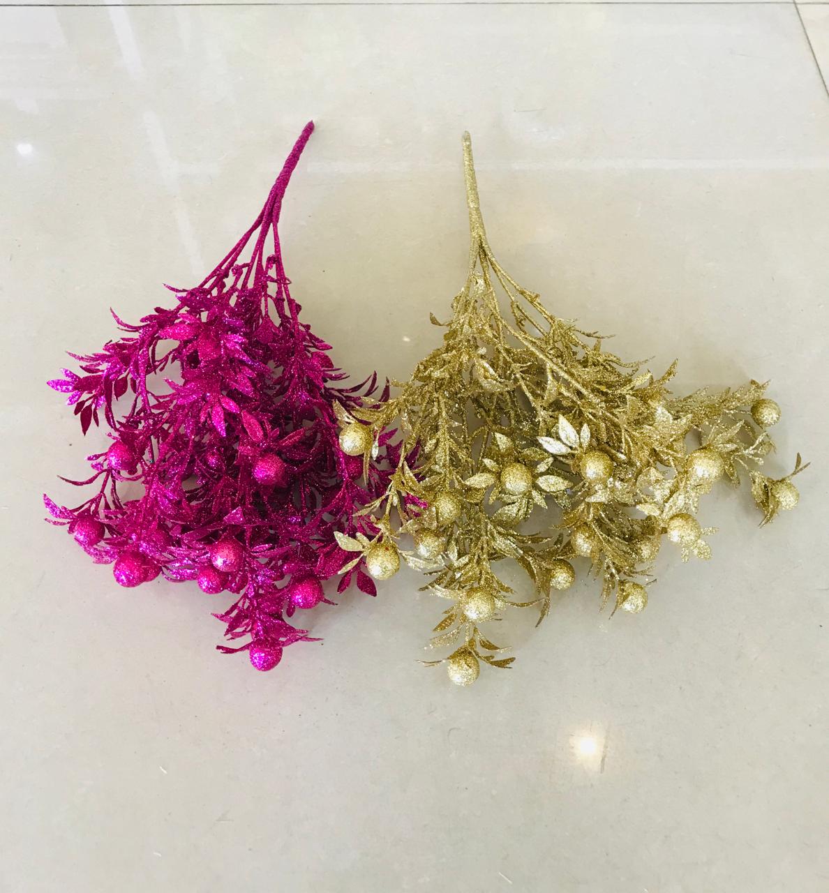 35cm Glitter Leaf Bunch - Green Gardens Mihiliya (Pvt) Ltd