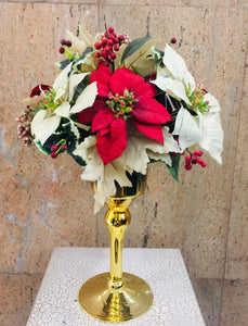 Artificial X'Mas Arrangement on Glass Vase (h:47cm)