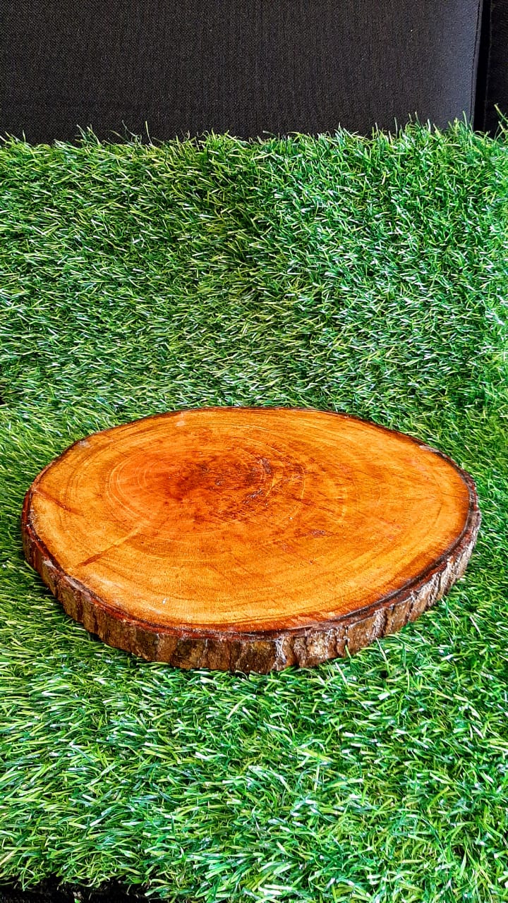 Wooden Bark Circle Tray Large (h:3cm w:27cm)